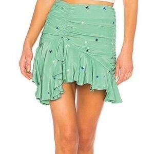 Majorelle Star Patterned Ruffle Green Mini Skirt